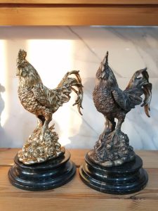 مجسمه خروس برنجی و برنزی روپایه