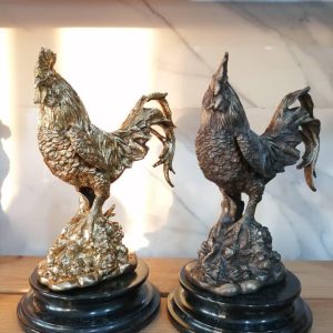 مجسمه خروس برنجی و برنزی روپایه